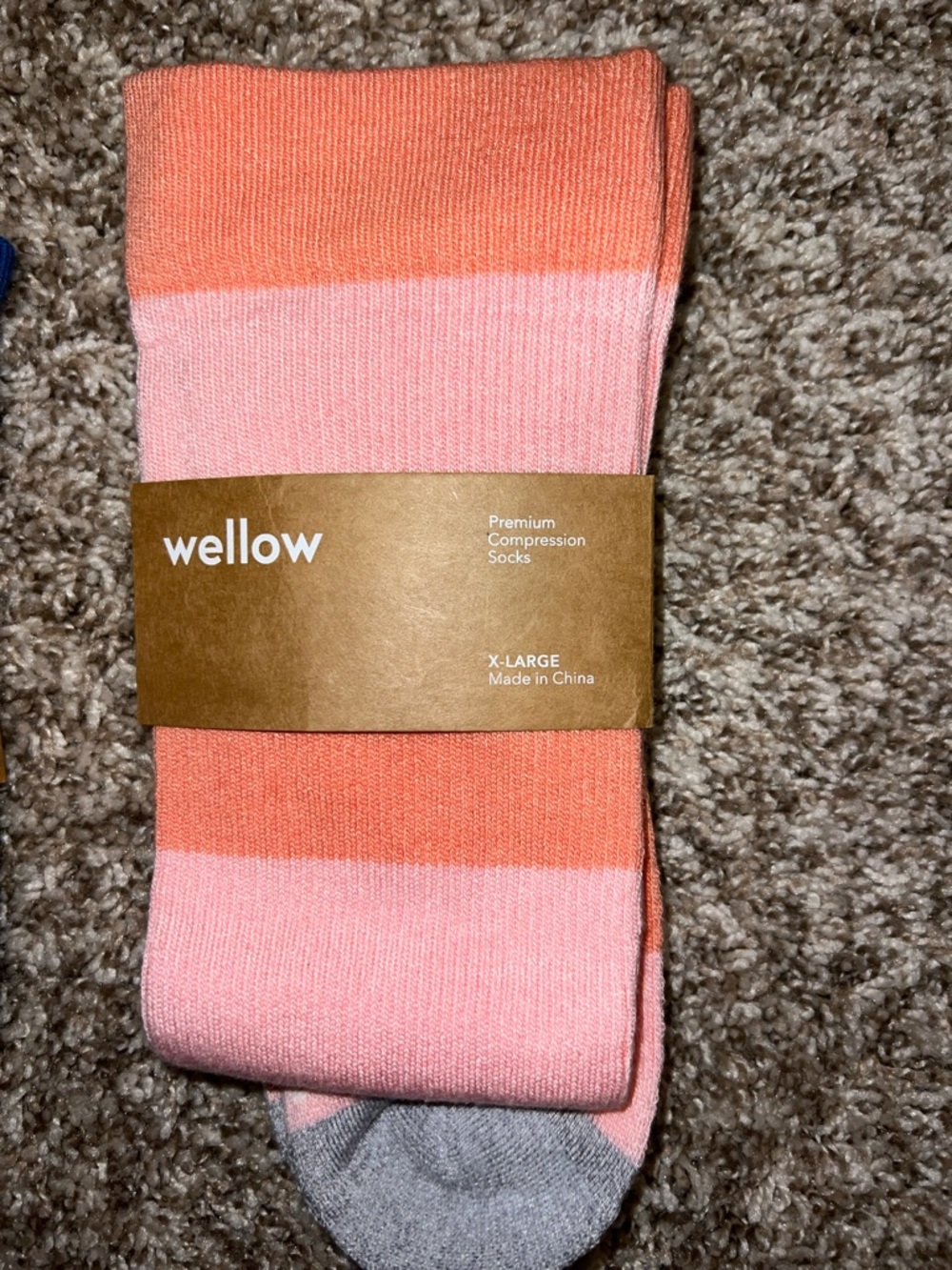 NWT! Wellow Premium Compression Socks {Blue w/Pink Dots & Pink Stripes!}Sz XL/WC - Picture 4 of 9